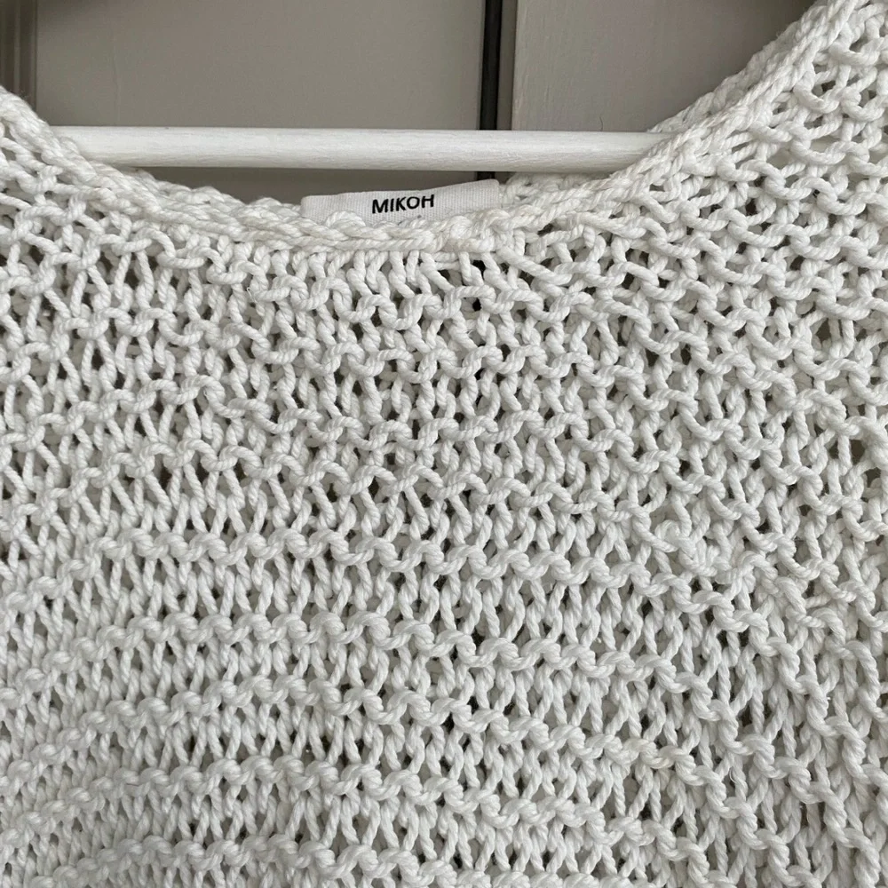 Mikoh White Open-Knit Lightweight Sweater